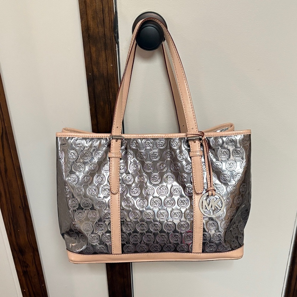 Michael Kors Silver monogram tote Bag